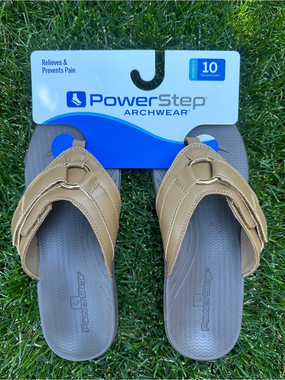 Powerstep Women's Tan Flip Flop Sandals